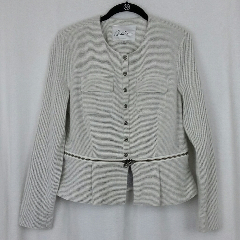 Carol Anderson Crop Blazer Zip Peplum Waist Jacket